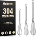 Eddeas Small Whisk Stainless Steel, Mini wire whisk 3 Pieces, 5in, 6in