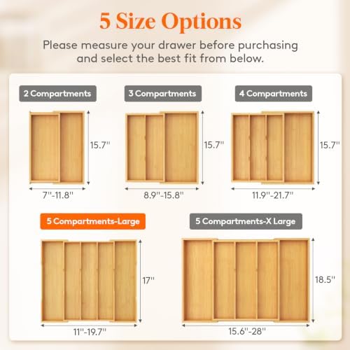 Lifewit Expandable Kitchen Utensil Drawer Organizer