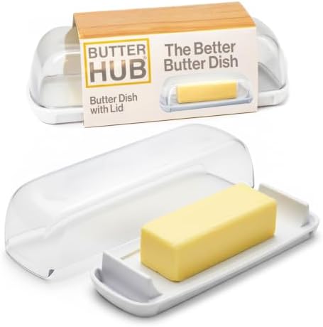 Butter Hub Clear Butter Dish with Lid for Countertop, Plastic, US