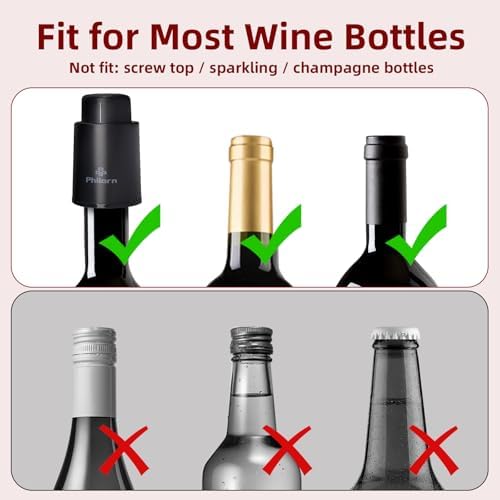 3 PACK Wine Bottle Stoppers, Philorn Vacuum Wine Stoppers - Saver