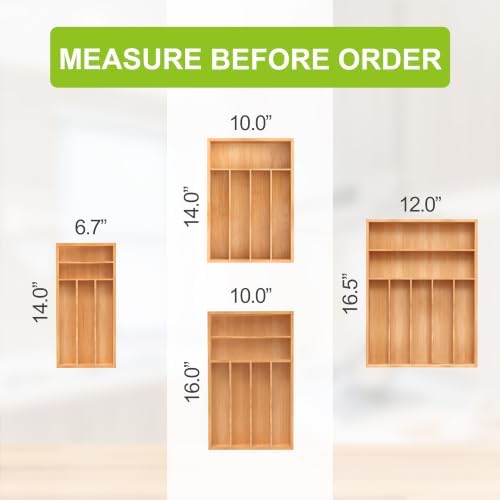 Unibambou Bamboo Kitchen Silverware Organizer, Removable Divider