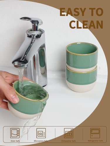 4oz Green Ceramic Espresso Cups Set of 4, Demitasse Coffee Cups