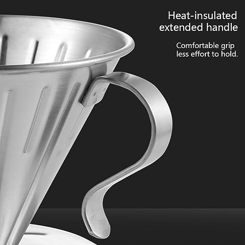 Pour over Coffee Dripper, Metal Cone Filter Stainless Steel Coffee