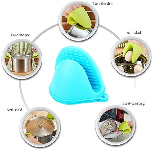 2 Pairs Mini Silicone Oven Mitts, Red and Blue