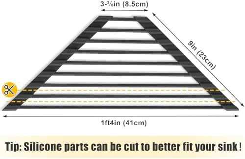 Tomorotec Triangle Roll Up Dish Drying Rack with Silicone Coating, Black