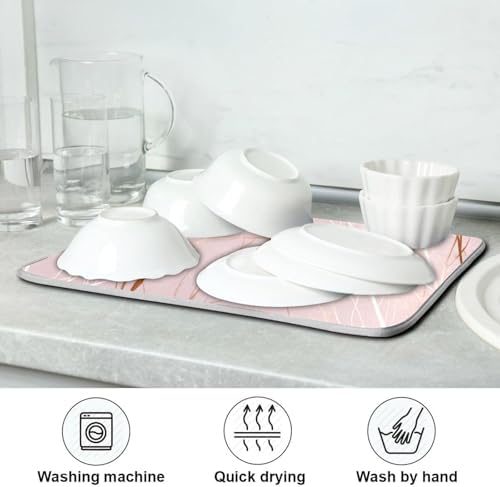 OTVEE Branch Charm Design Dish Drying Mat for Kitchen Counter