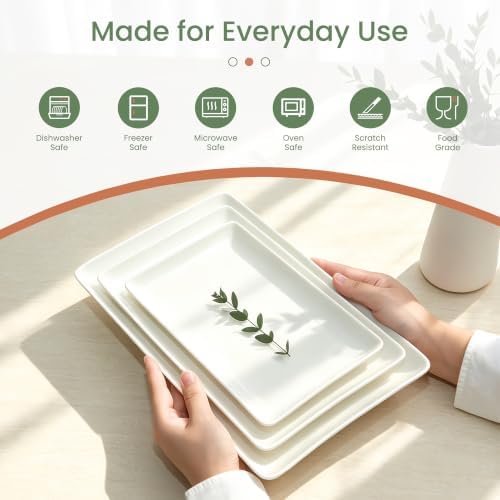 Kassel Ceramic Serving Platter Set 16”/14”/12” White Porcelain