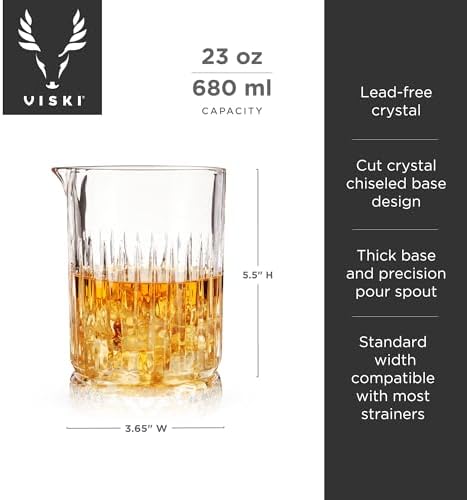 Viski Pedestal Crystal Cocktail Mixing Glass Perfect for Manhattan