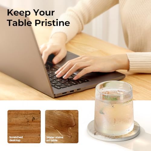 LIFVER Absorbent Coaster Sets of 4, Drink Coasters with Holder, Marble