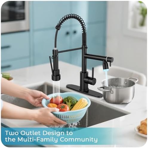 LED Kitchen Faucet with Pull-Down Sprayer, Matte Black
