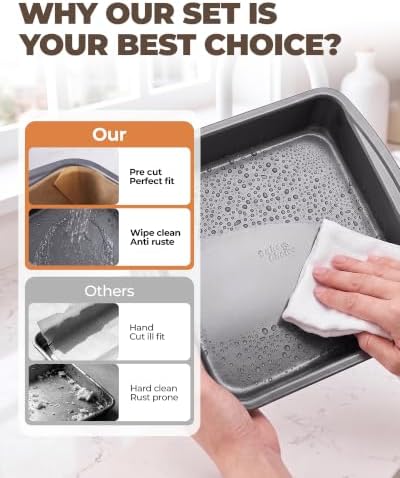 Bake Choice 9 x 9 Square Brownie Pan, Baking Pan with 30 Pcs Pre Cut
