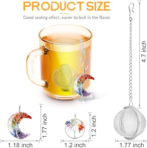 TeaSanavie 7 Chakra Healing Crystal Tea Infuser Set - Reiki Quartz
