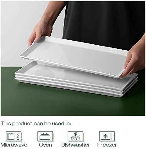 DOWAN 14.5" Rectangular Plates Set of 4 - Long Serving Trays for