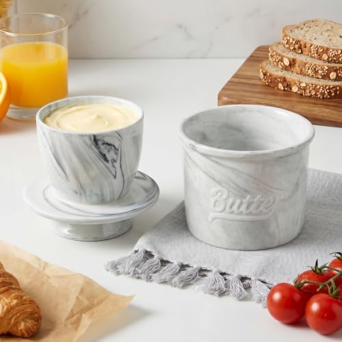 Eichzer Ceramic Butter Crock with Bell-shaped Lid, Marble