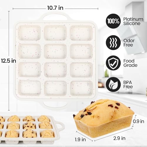 Silicone Mini Loaf Pan with Metal Frame, 12 Cups, Bread Silicone Molds