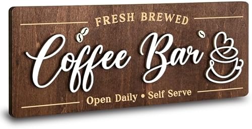Coffee Bar Sign for Wall, Vintage Cafe Station Signs for Coffee Bar