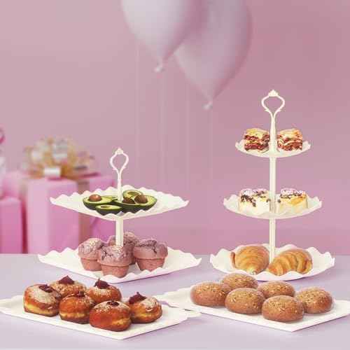 10 Pack Cake Stand Set with 3 x Two-Tier and 3 x Three-Tier Cupcake