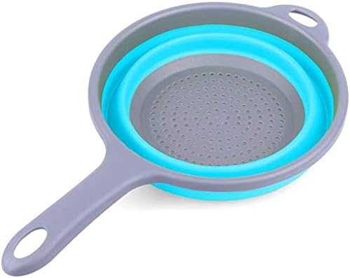 Kitchen Foldable Silicone Strainer Colanders with Handles, Blue
