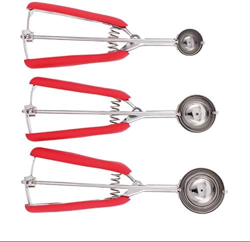 3PCS Stainless Steel Ice Cream Scoop Set - Effortless Cookie, Fruit &