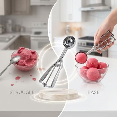 3 Pcs Stainless Steel Ice Cream Scoop Set, Includes Large Medium Small