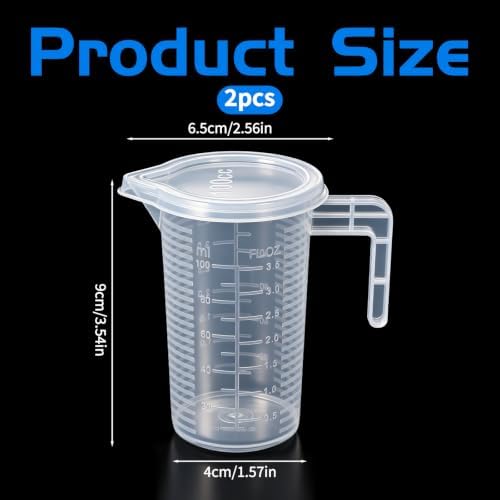 100ml Plastic Graduated Beaker, 2 Pack Oil Measuring Container Liquid