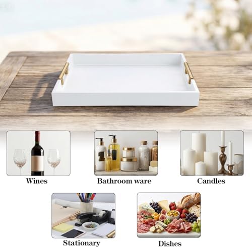 16"x12" Wood Serving Tray Wooden Rectangle Ottoman Decor Platter