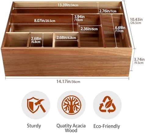Acacia Wood Utensil Holder Paper Plate Organizer for Party