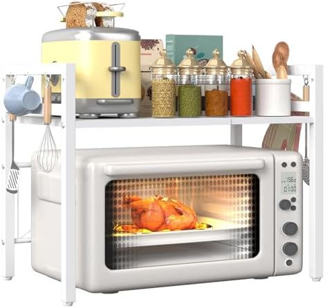 Somdot Expandable 2-Tier Microwave Oven Rack with 6 Hooks