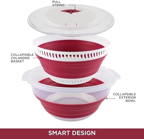 COOK WITH COLOR Collapsible Salad Spinner - 4 QT Space Saving Lettuce