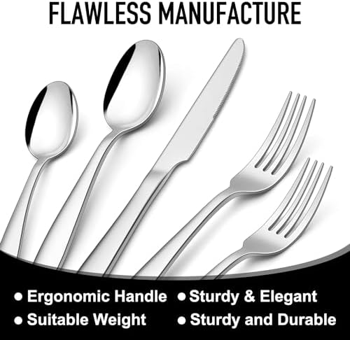 21 Pcs Kitchen Silverware Set with Organizer Tray Fork Spoon Knife