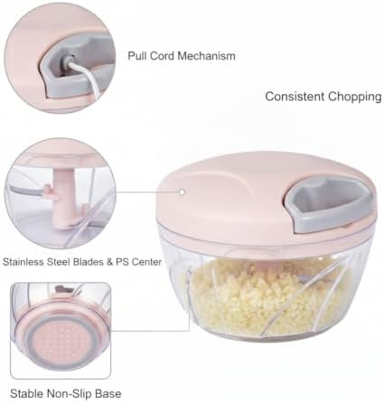 Manual Food Chopper, Pull String Vegetable Mincer for Garlic Onions