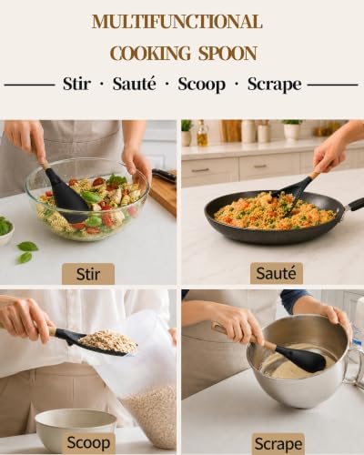 Astercook Cooking Spoon, 2 Pack, Nonstick Safe Silicone Spoonula