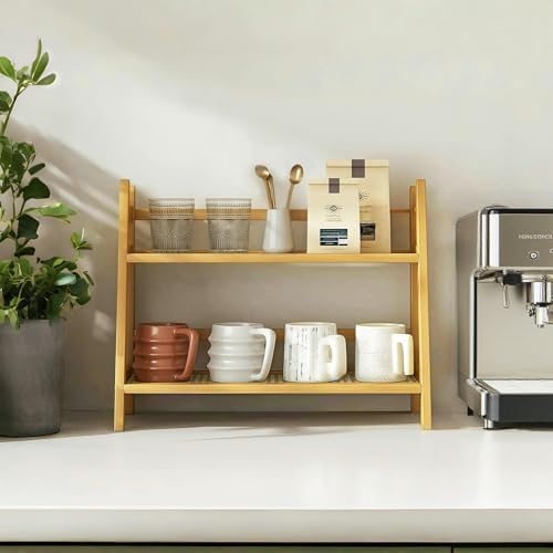 Coffee Station Organizer, Mug Holder Countertop, Kitchen Counter Shelf