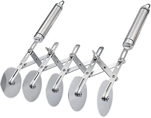Juome 5 Wheel Pastry Cutter Stainless Pizza Slicer Multi-Round Dough