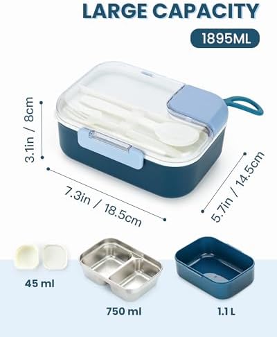 Lille Home 750ml/25oz Meal Prep Lunch Box Stainless Steel Bento Box