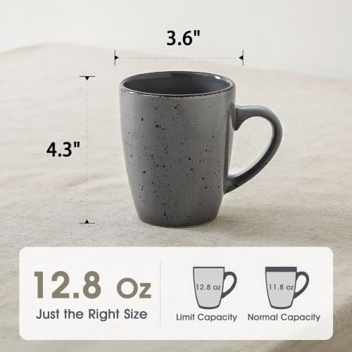 FUN ELEMENTS Coffee Mugs Set of 6, 12.8 oz Ceramic Speckled Coffee