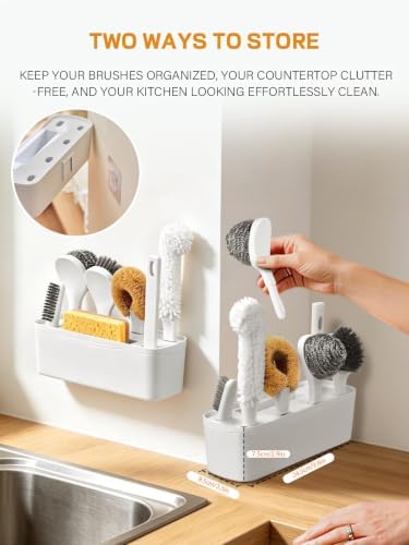 7 Pack Kitchen Cleaning Dish Brush Set with Storage Box for Pan Bottle