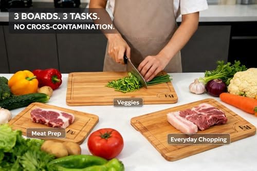 Bamboo Cutting Board Set of 3 (15"×10", 12"×8", 9"×6") – Crack