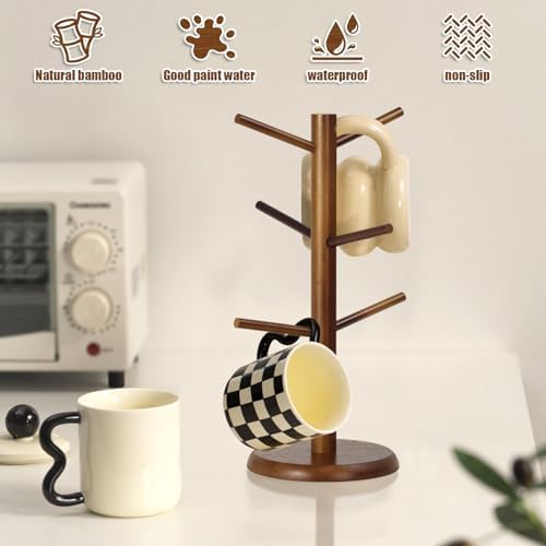 Mug Holder Tree with 6 Hooks (Brown)