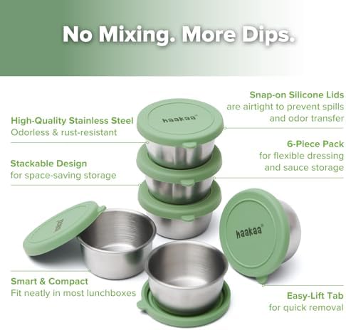 haakaa 6 Pack Small Salad Dressing Container To Go, 1.18 oz Leakproof