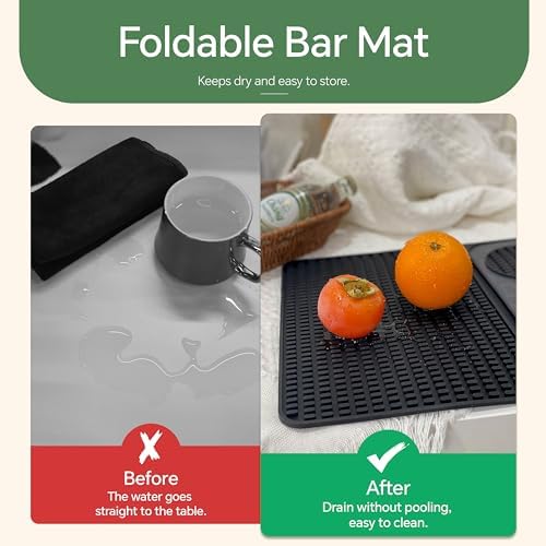ZJWZLG Folding Bar Mat w/Cutting Board for Cocktail & Dish Drying