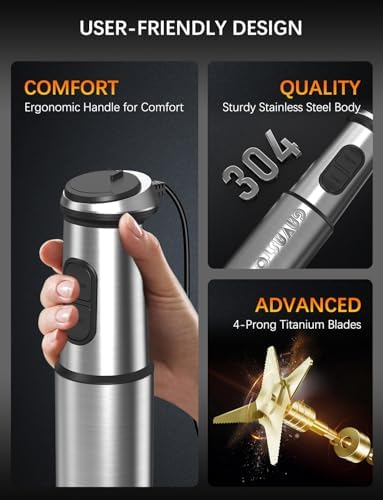 Immersion Blender Handheld GAVASTO Hand Blender,20 Speeds and Turbo