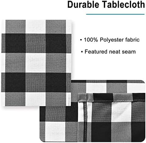 Hiasan 60 x 120 Inch Checkered Tablecloth Rectangle, Black and White