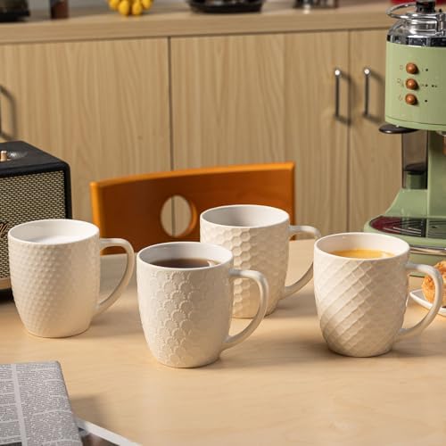 16 oz Coffee Mugs Set of 4, Porcelain Coffee Cups Ceramic, Farmhouse