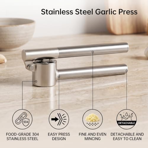GLOGLOW 304 Stainless Steel Garlic Press