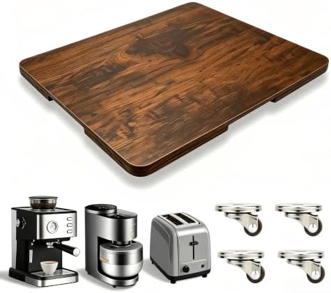 Wood Coffee Maker Appliance Slider Rolling Tray