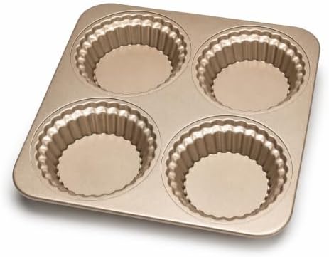 4-Cavity Fluted Tart Pan Set, Champagne Gold