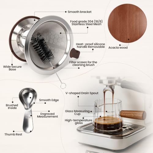 6oz Pour Over Coffee Maker Reusable Pour Over Coffee Dripper Set Glass
