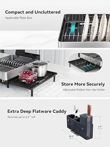 SUNLY Large Expandable Dish Drying Rack, Black