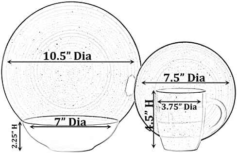 48 PC Spin Wash Dinnerware Dish Set for 12 Person | Mugs, Salad and Dinner Plates and Bowls Sets, Dishes with Highly Chip and Crack Resistant, Dishwasher and Microwave Safe, Blue
